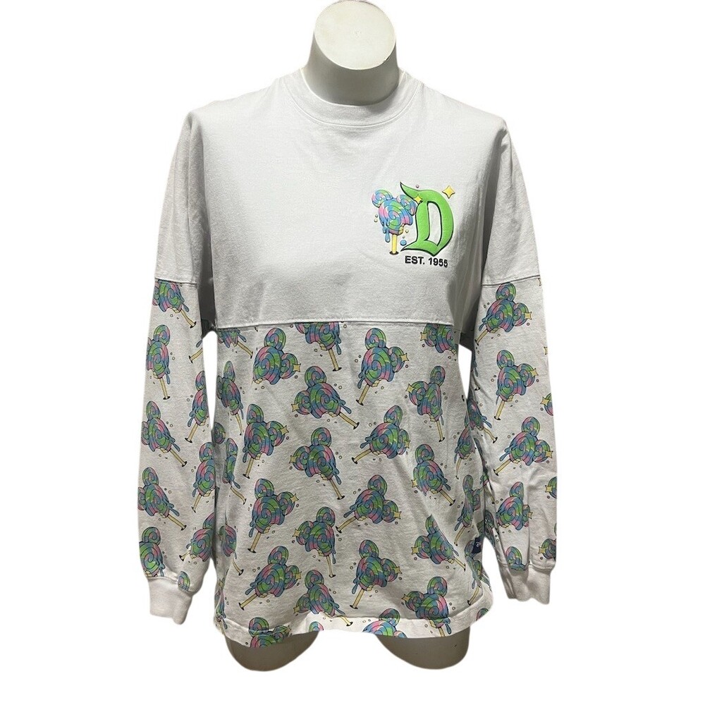 Disney Eats Mickey Mouse Lollipop Spirit Jersey Womens M Long Sleeve Tee